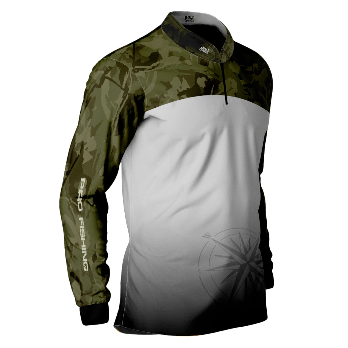 Camisa de Pesca Brk Compass Camuflado Branco com Proteção Solar UV50+ - Brk Fishing