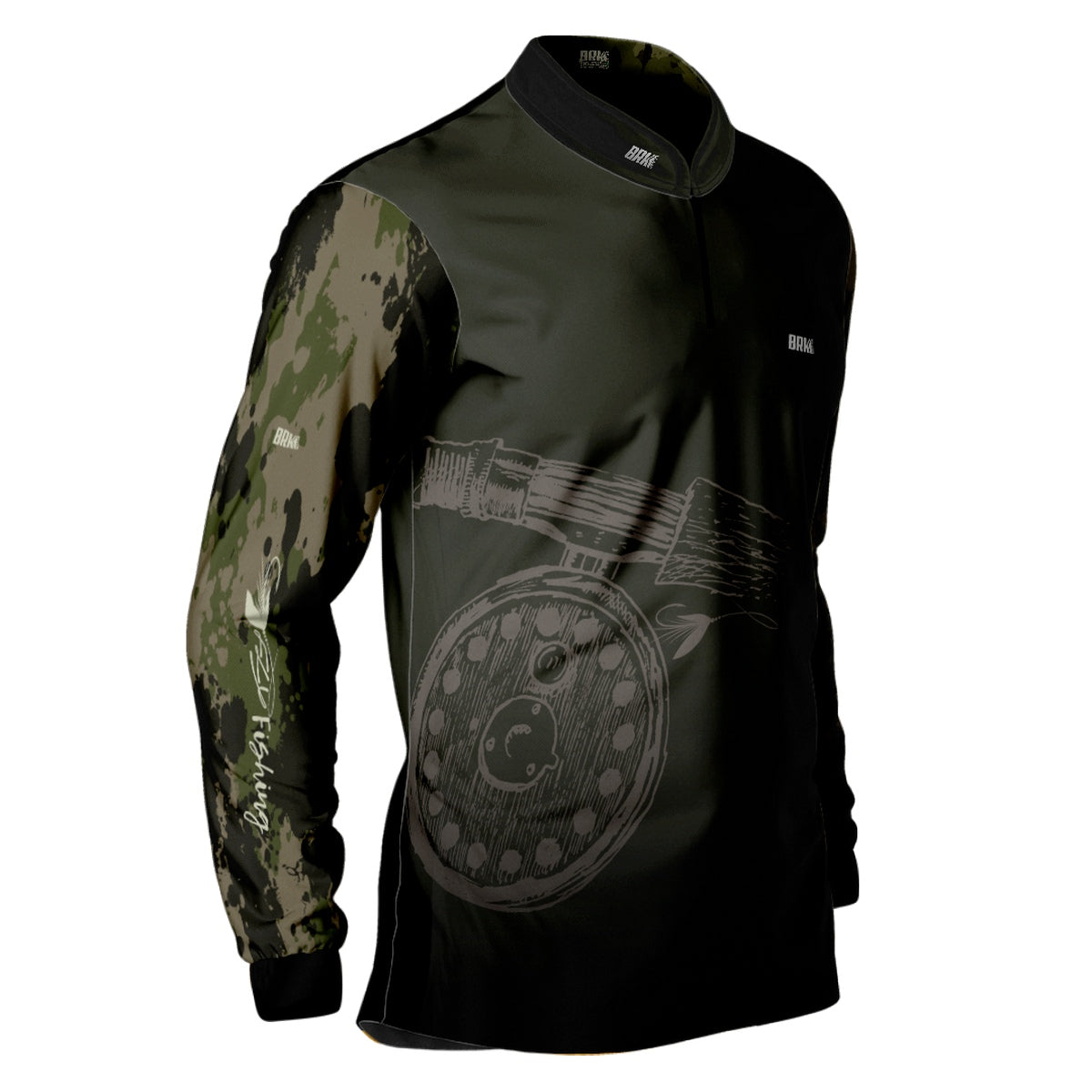 Camisa de Pesca Brk Fly Fishing Carretilha Camuflado com Proteção Solar UV50+ - Brk Fishing