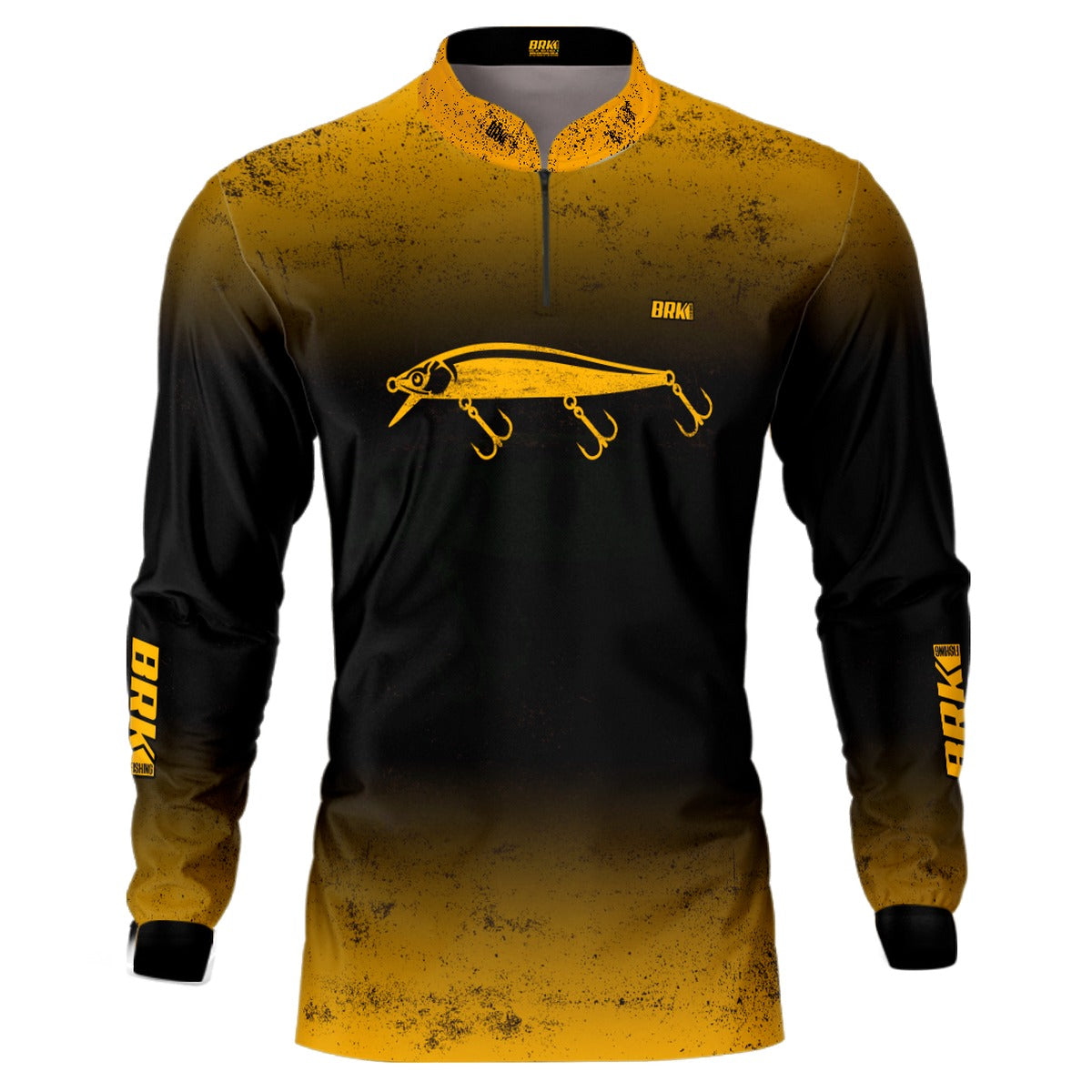 Camisa de Pesca Brk Isca Meia Água Tres Garateias Amarela com UV50+ - Brk Fishing