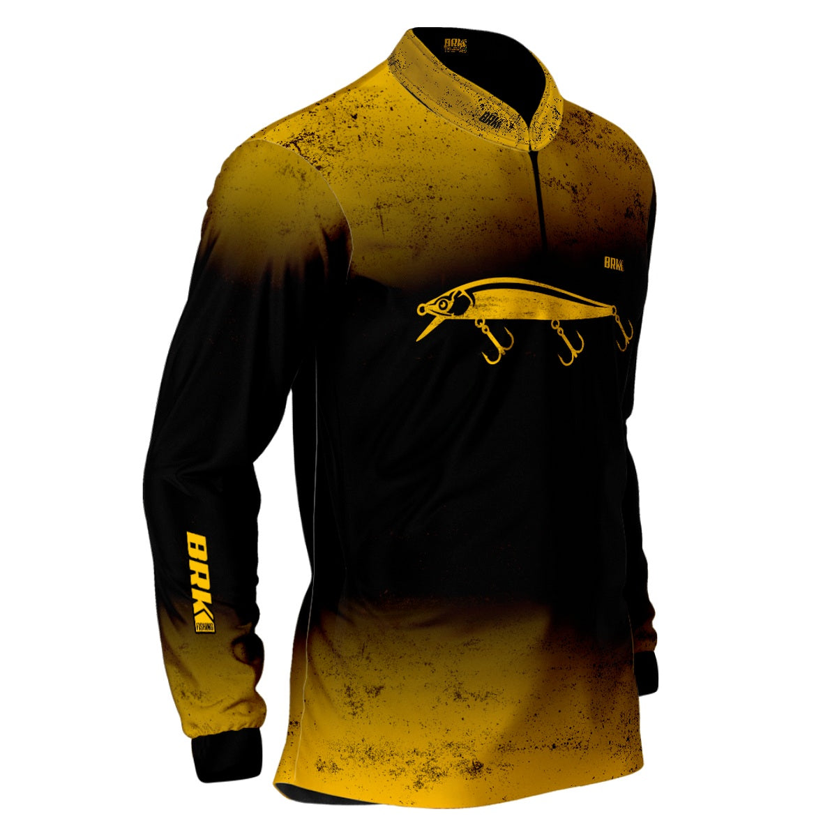 Camisa de Pesca Brk Isca Meia Água Tres Garateias Amarela com UV50+ - Brk Fishing