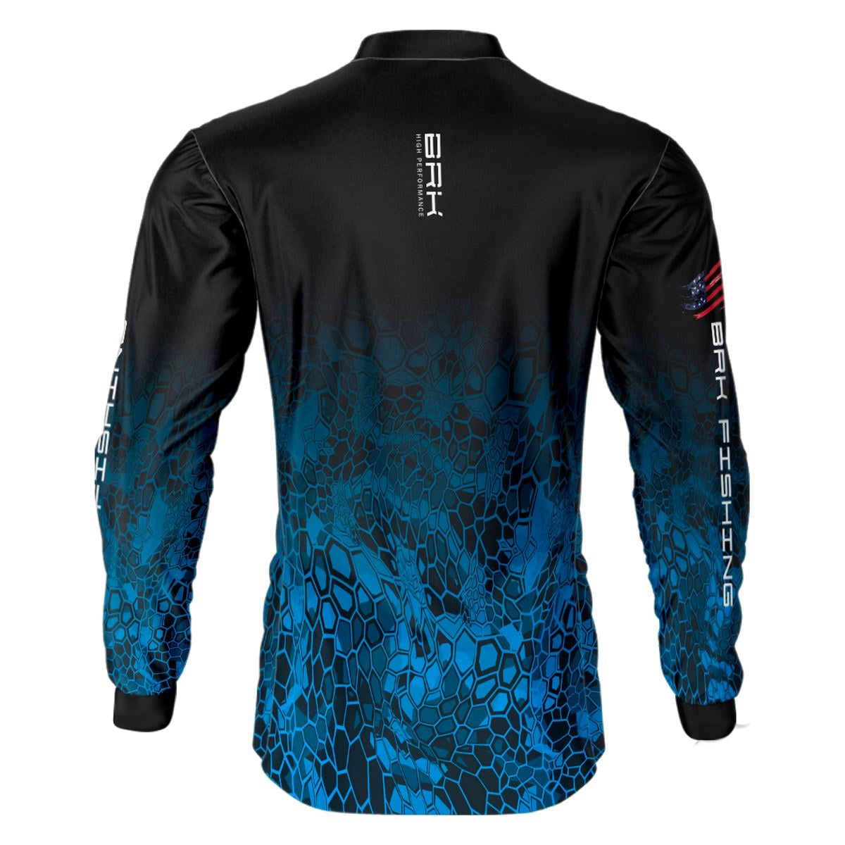 Camisa de Pesca Brk Criptek Preto e Azul com Proteção Solar UV50+ - Brk Fishing