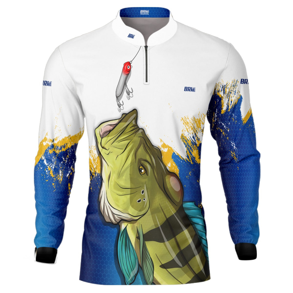 Camisa de Pesca Brk Amarela e Azul com UV50+ - Brk Fishing