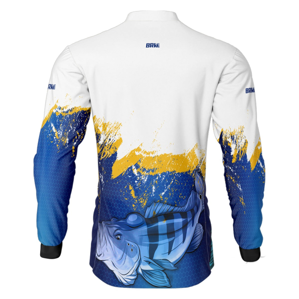 Camisa de Pesca Brk Amarela e Azul com UV50+ - Brk Fishing