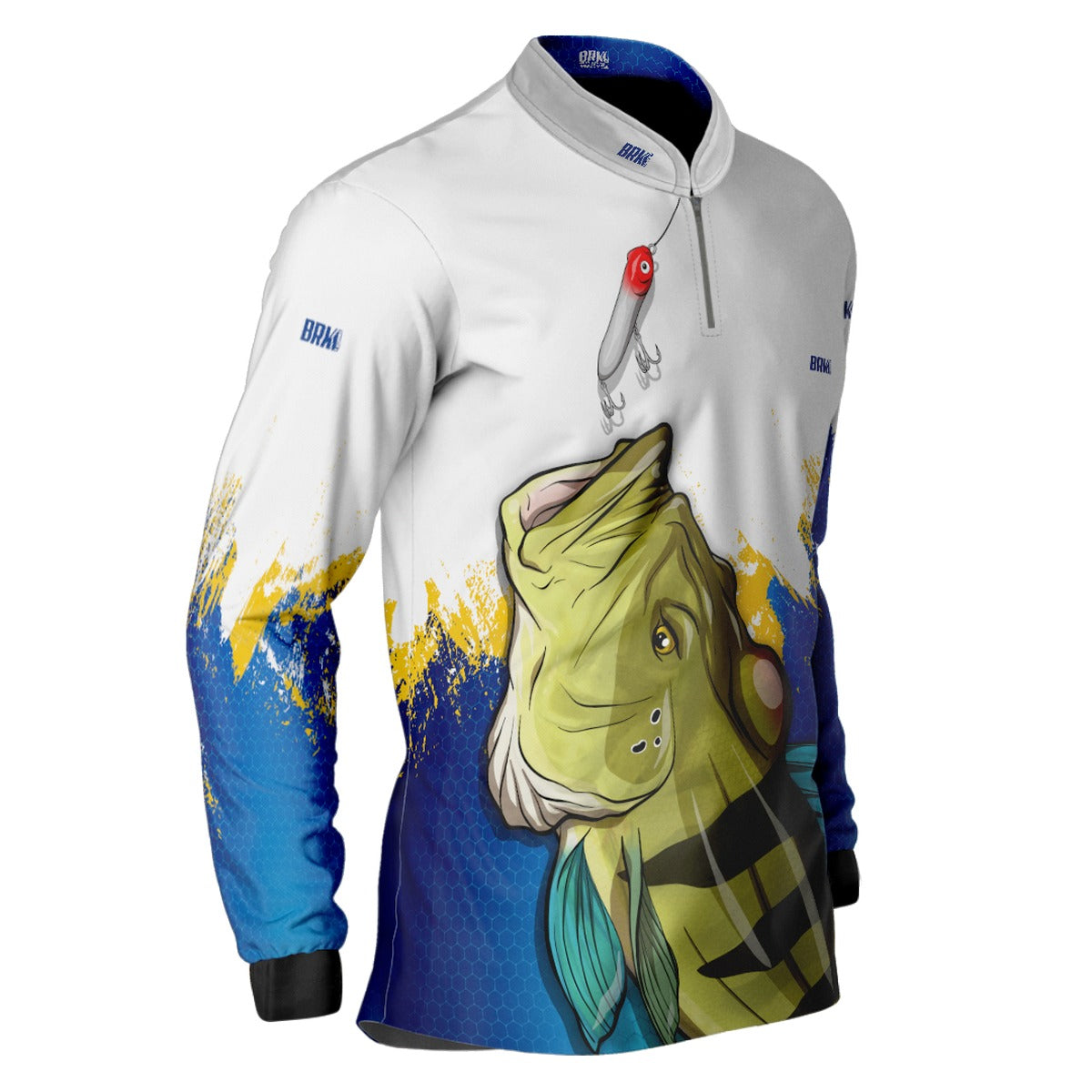 Camisa de Pesca Brk Amarela e Azul com UV50+ - Brk Fishing