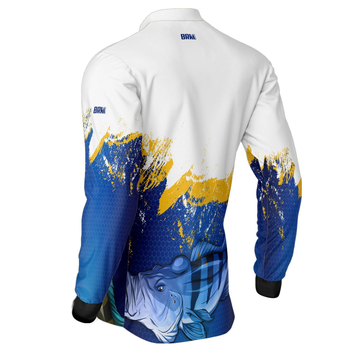 Camisa de Pesca Brk Amarela e Azul com UV50+ - Brk Fishing