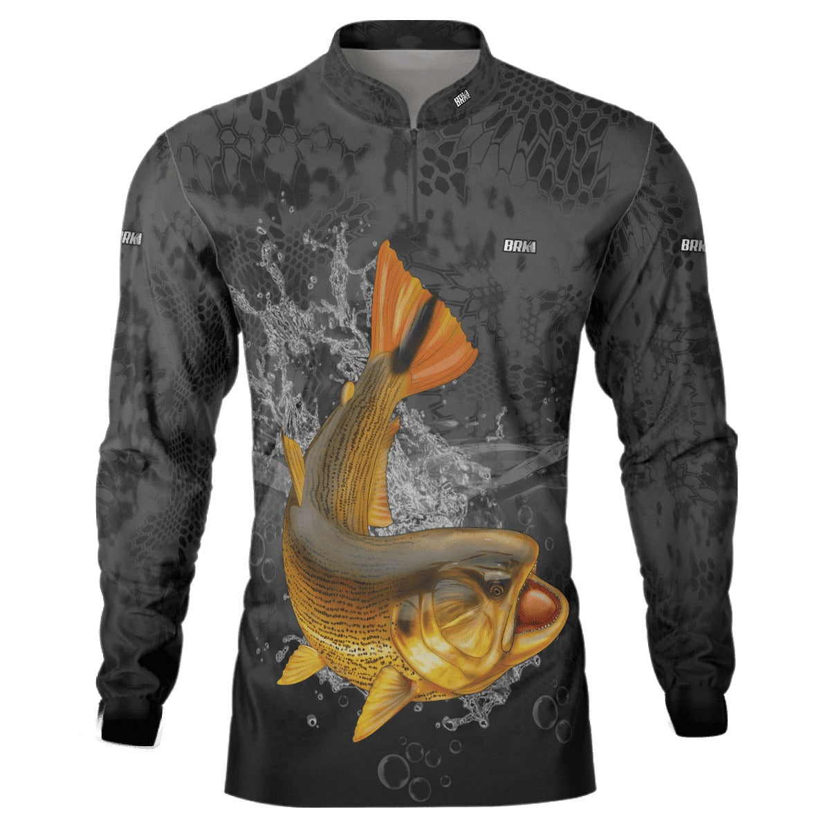 Camisa de Pesca Brk Preta Escama Peixe Dourado com UV50+ - Brk Fishing