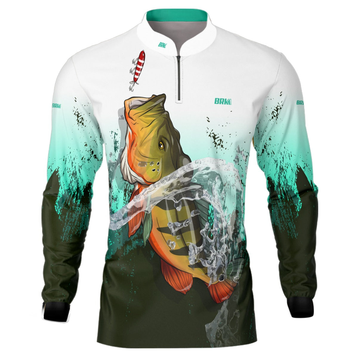 Camisa de Pesca Brk Verde com Branco Tucunaré com UV50+ - Brk Fishing