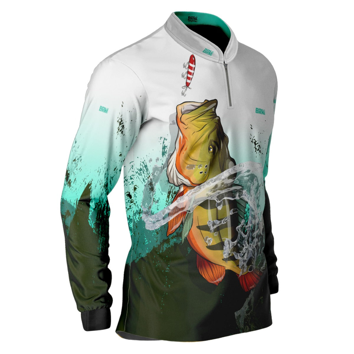 Camisa de Pesca Brk Verde com Branco Tucunaré com UV50+ - Brk Fishing