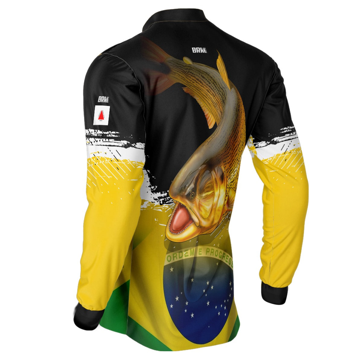 Camisa de Pesca Brk Preta e Amarela Peixe Dourado com UV50+ - Brk Fishing
