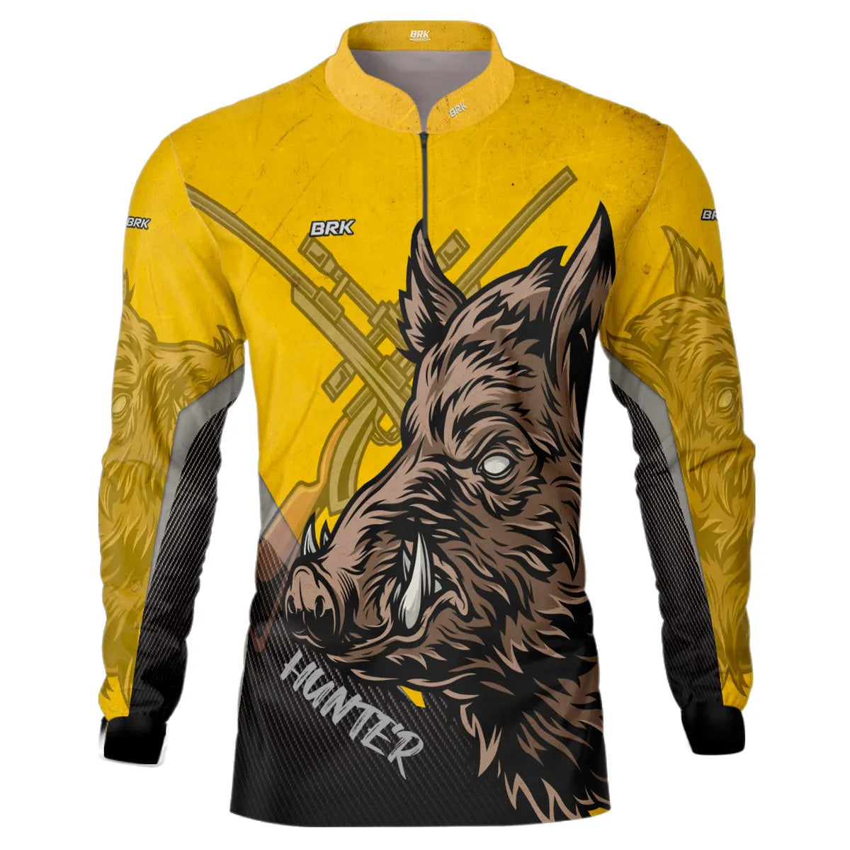 Camisa de Caça Brk Javali Amarelo-Preto com UV50+ - Brk Fishing