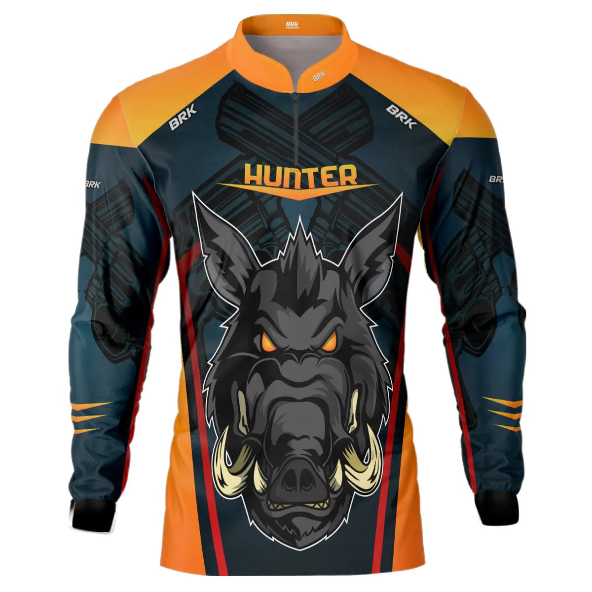 Camisa de Caça Brk Javali Azul-Laranja com UV50+ - Brk Fishing