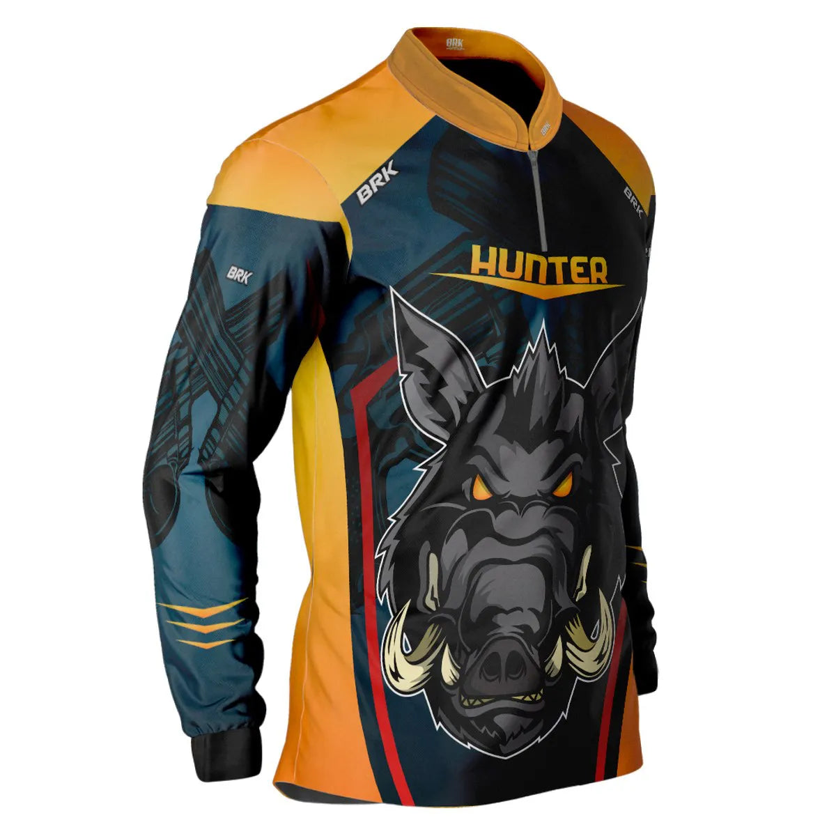 Camisa de Caça Brk Javali Azul-Laranja com UV50+ - Brk Fishing