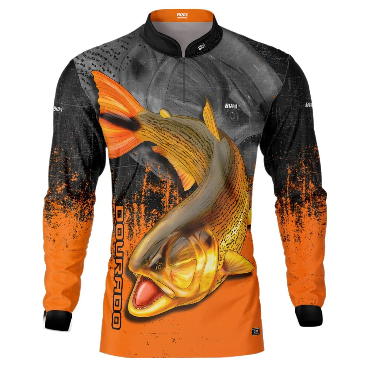 Camisa de Pesca Brk Dourado Laranja com Proteção UV50+ - Brk Fishing