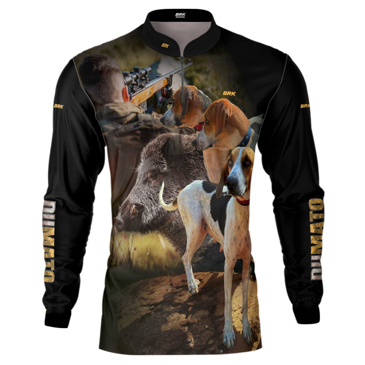Camisa de Caça Brk Dumato Javali Foxhound Preta com UV50+ - Brk Fishing