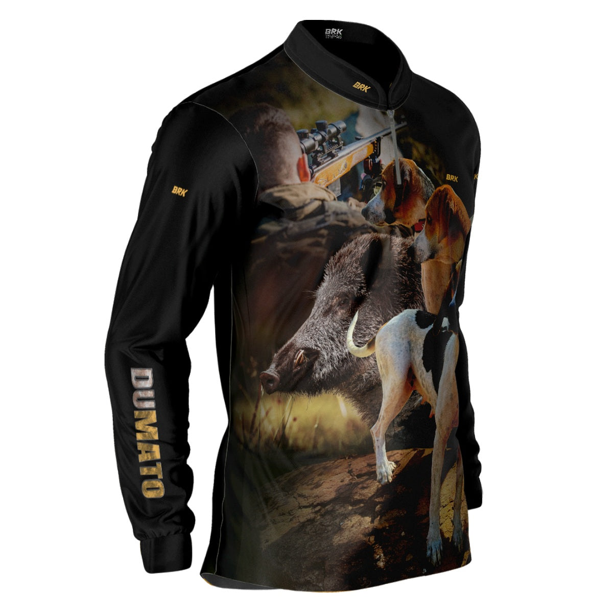 Camisa de Caça Brk Dumato Javali Foxhound Preta com UV50+ - Brk Fishing