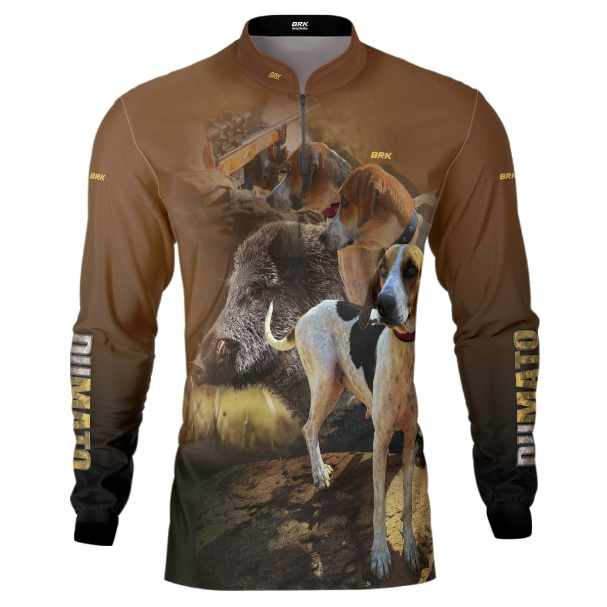 Camisa de Caça Brk Dumato Javali Foxhound Marrom com UV50+ - Brk Fishing