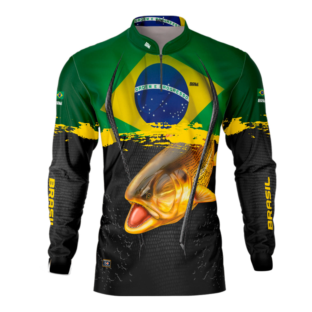 Camisa Masculina Brk Dourado Brasil Proteção Solar UV50+ - Brk Fishing