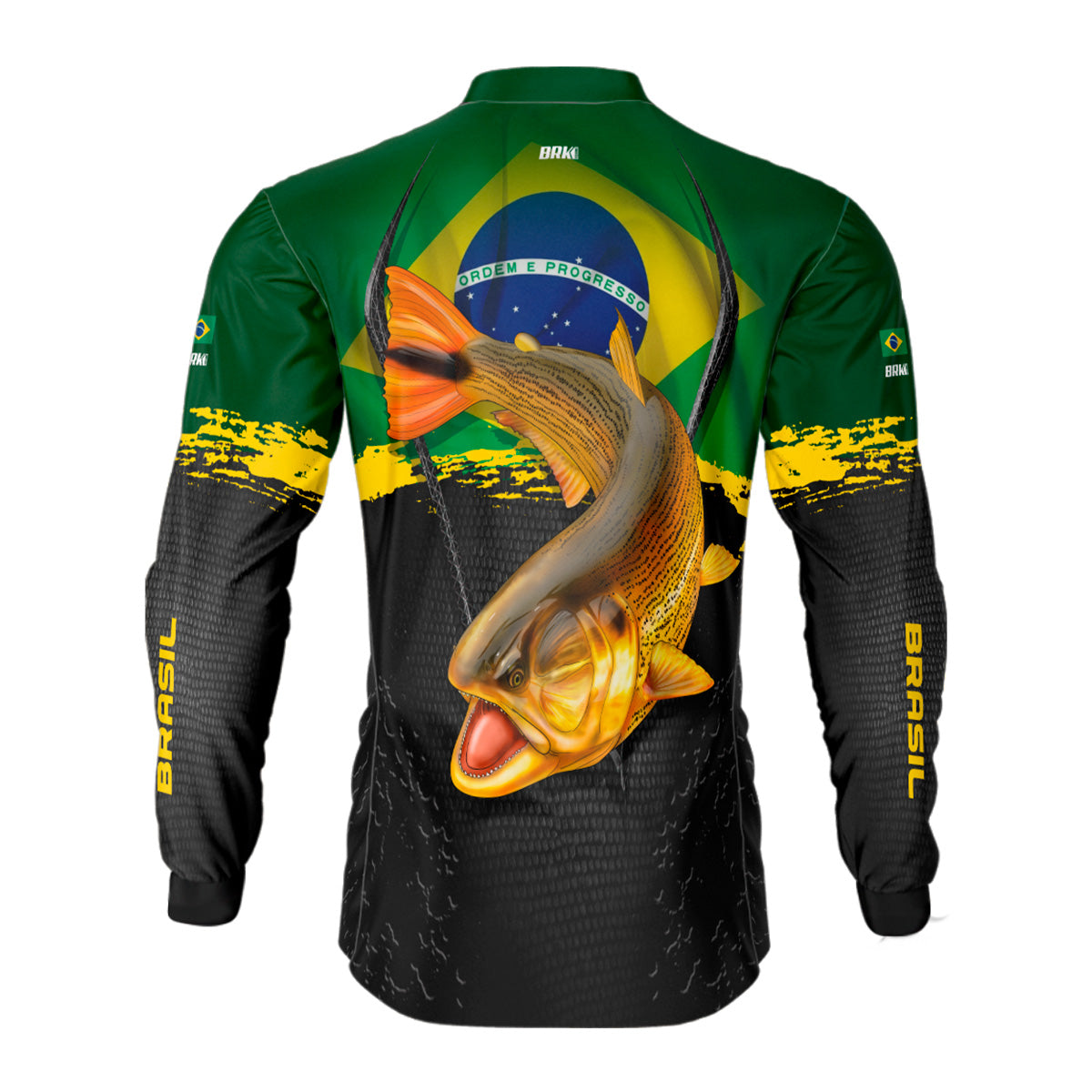 Camisa Masculina Brk Dourado Brasil Proteção Solar UV50+ - Brk Fishing