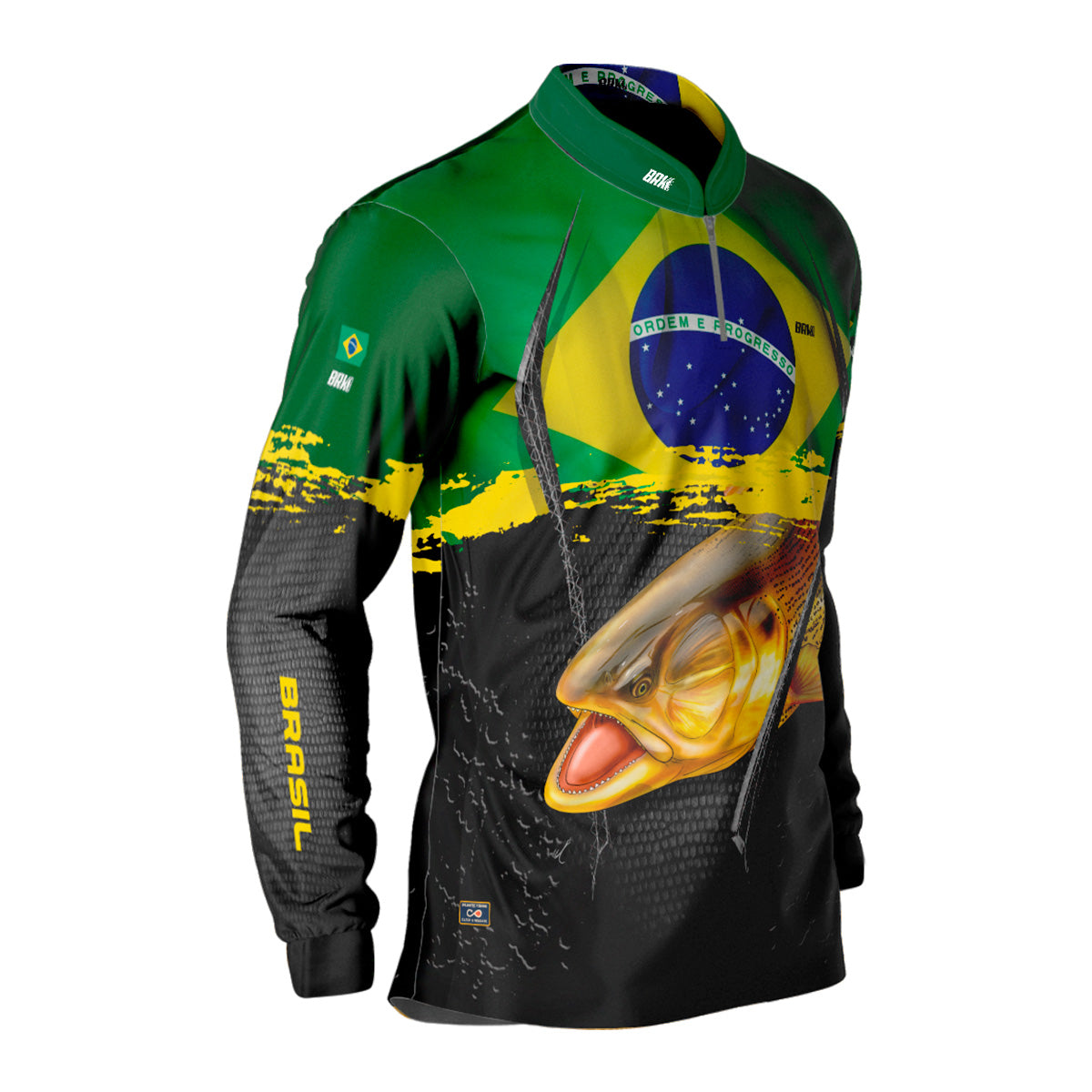 Camisa Masculina Brk Dourado Brasil Proteção Solar UV50+ - Brk Fishing