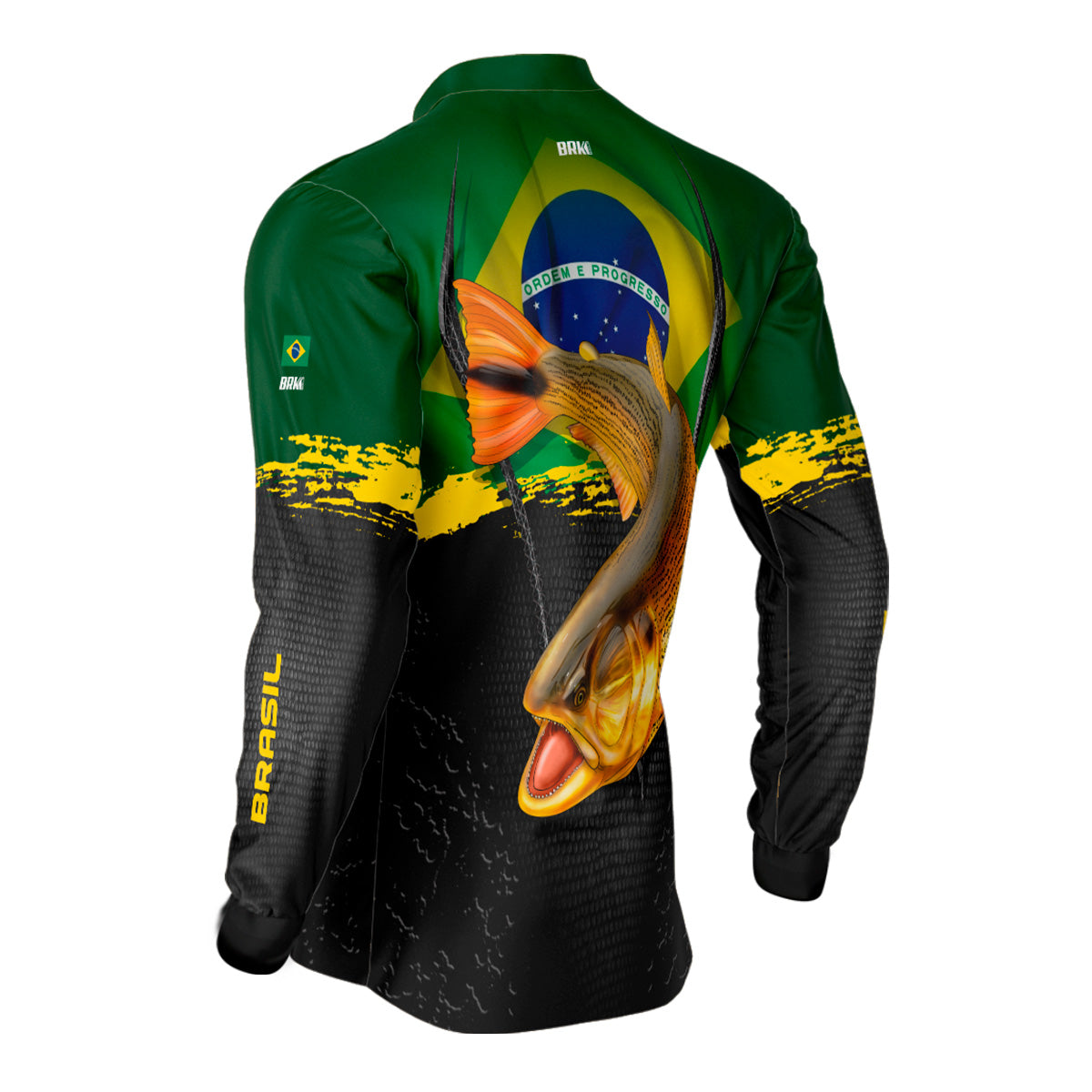Camisa Masculina Brk Dourado Brasil Proteção Solar UV50+ - Brk Fishing