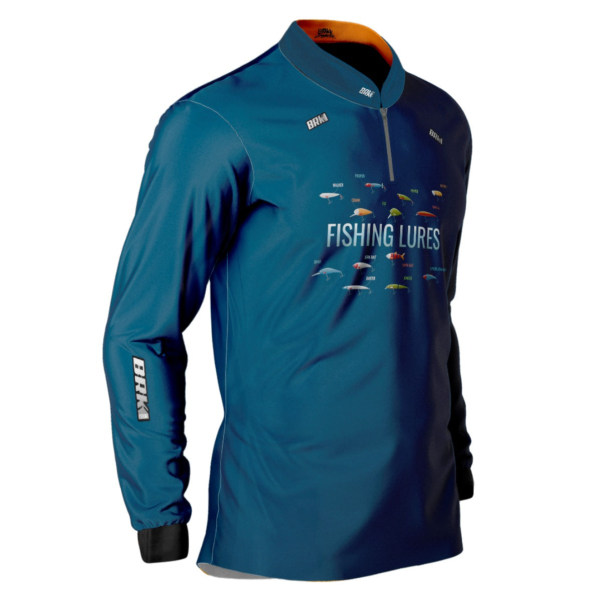 Camisa de Pesca Brk Azul Iscas Artificiais com UV50+ - Brk Fishing