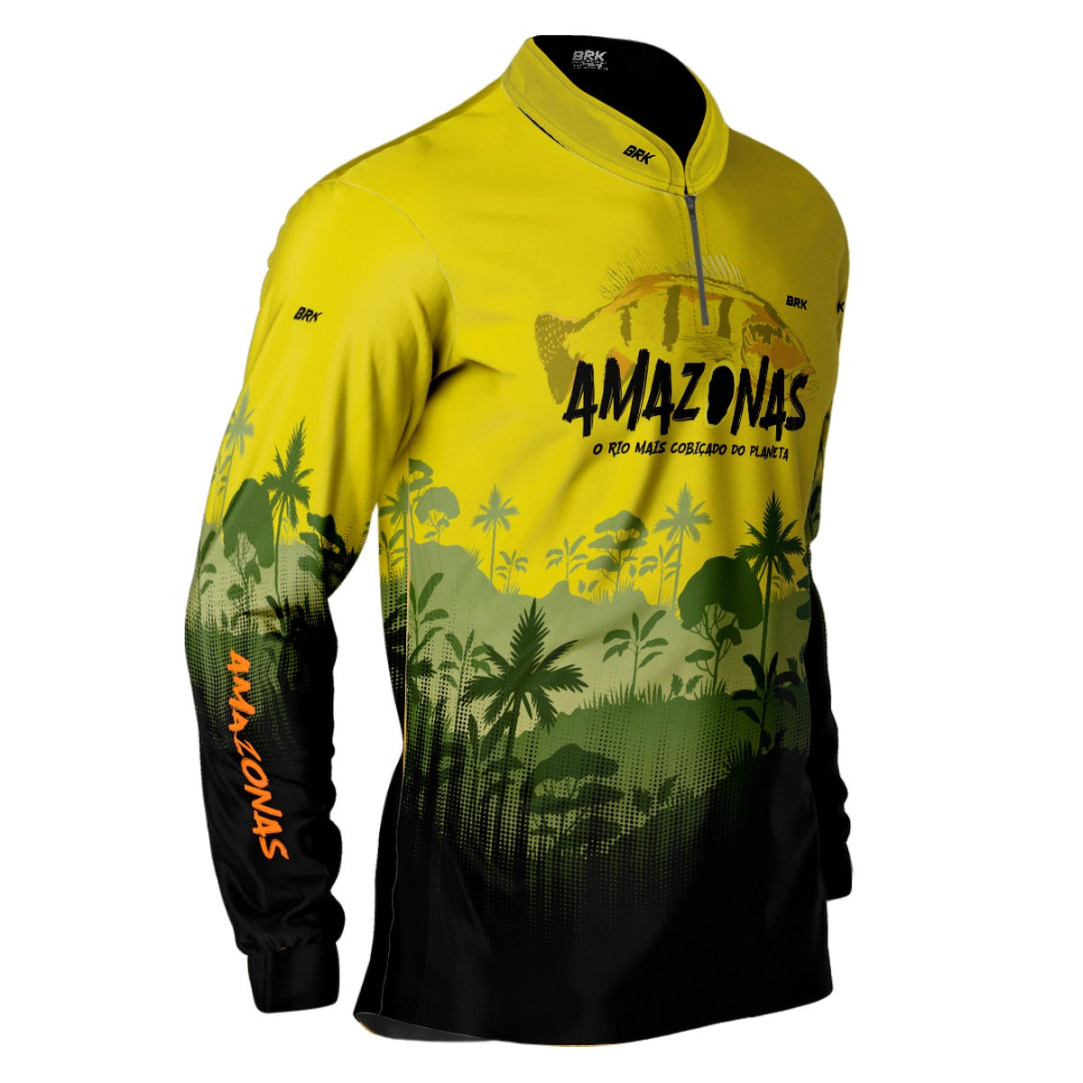 Camisa de Pesca Brk Amarela Amazonas com UV50+ - Brk Fishing