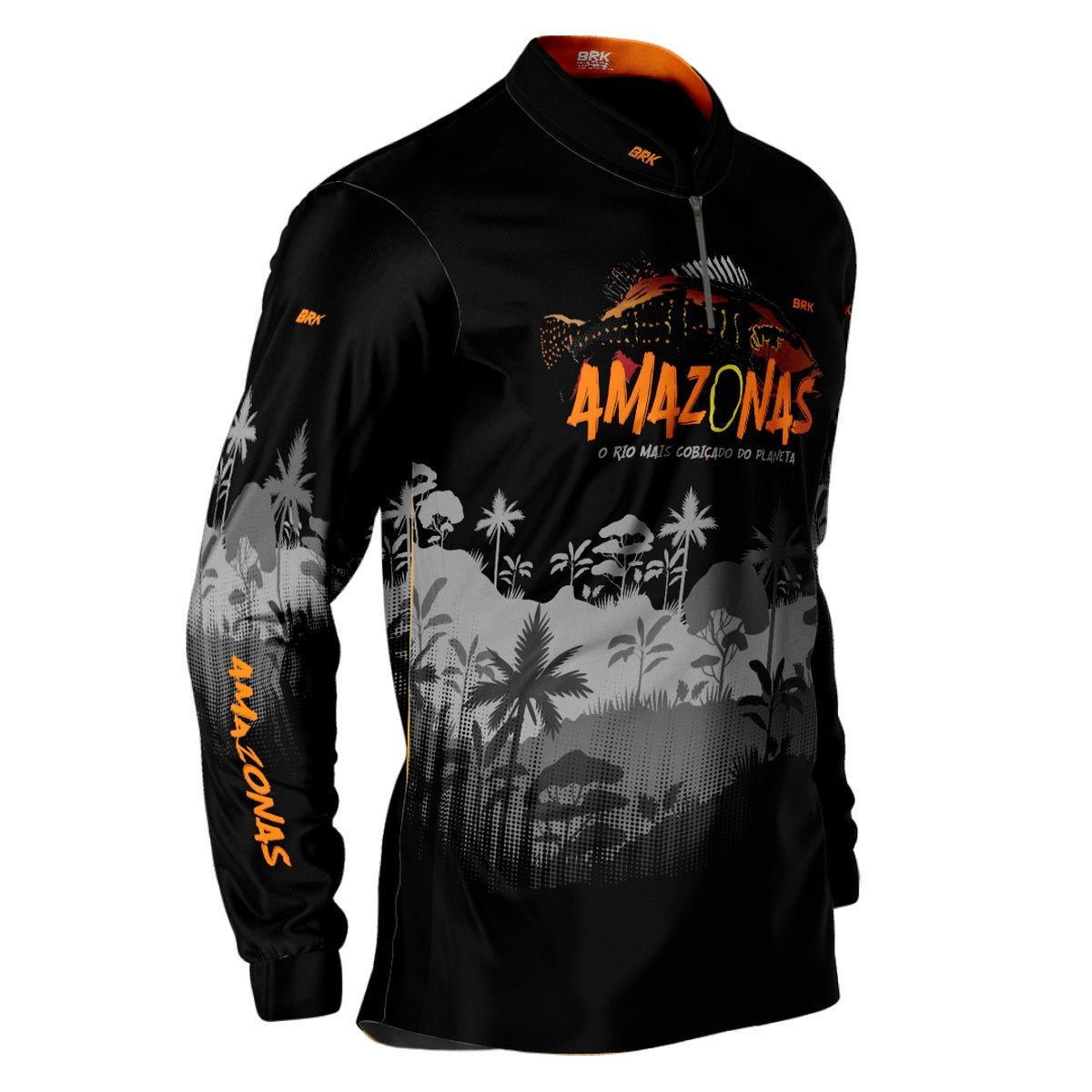 Camisa de Pesca Brk Preta Amazonas com UV50+ - Brk Fishing