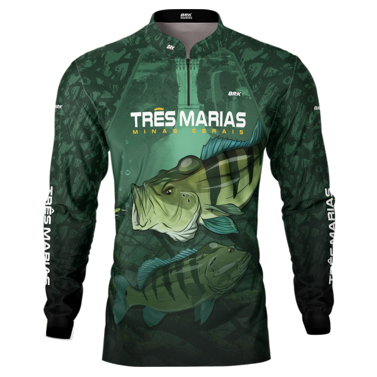 Camisa de Pesca Brk Verde Tucunaré Azul Três Marias com UV50+ - Brk Fishing