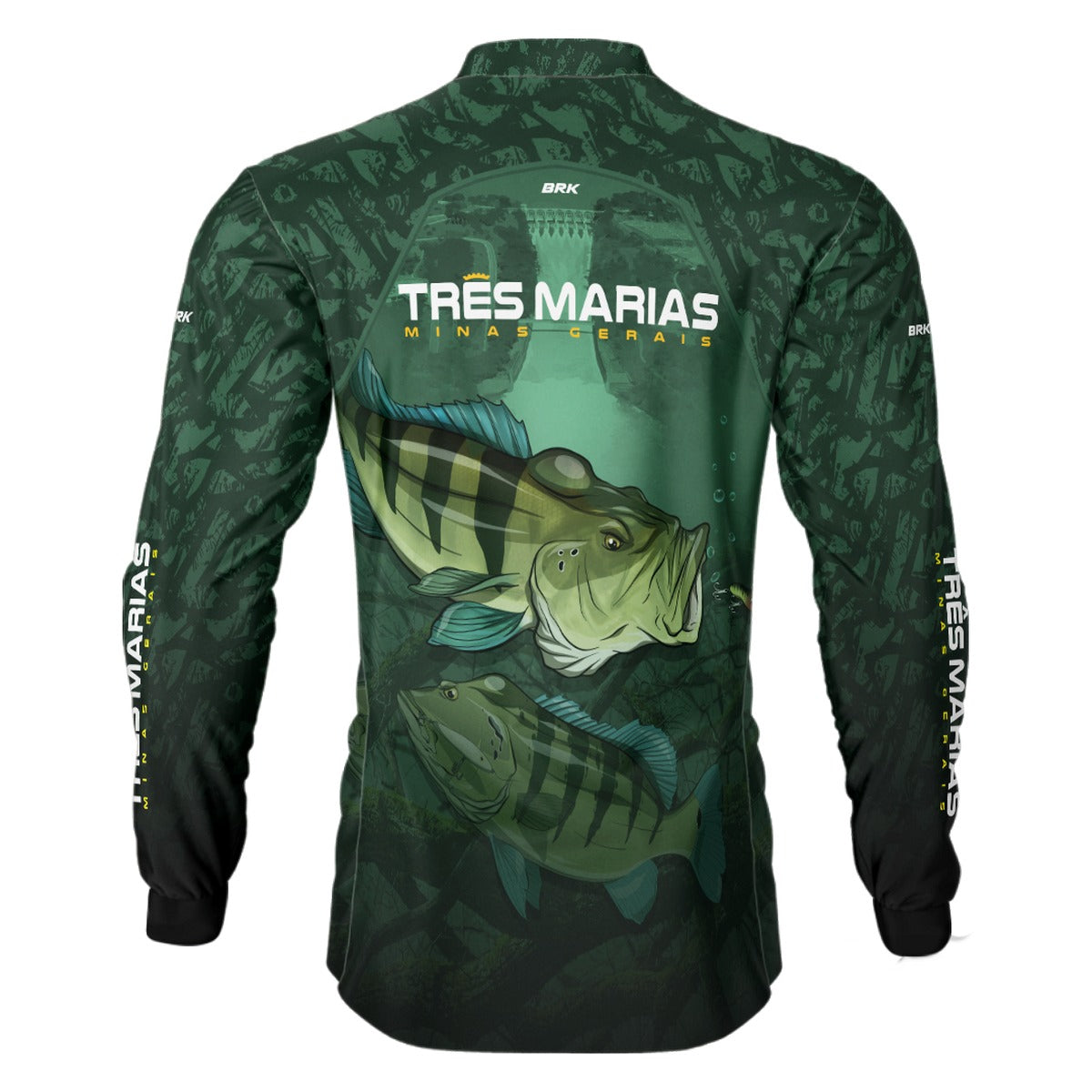 Camisa de Pesca Brk Verde Tucunaré Azul Três Marias com UV50+ - Brk Fishing