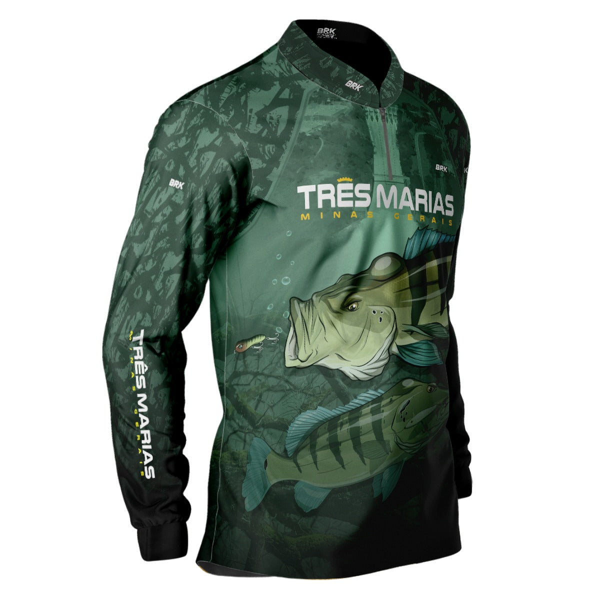 Camisa de Pesca Brk Verde Tucunaré Azul Três Marias com UV50+ - Brk Fishing