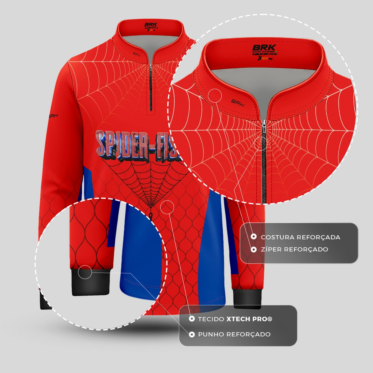 Camisa de Pesca Infantil Brk Spider Fisher com UV50 + - Brk Fishing