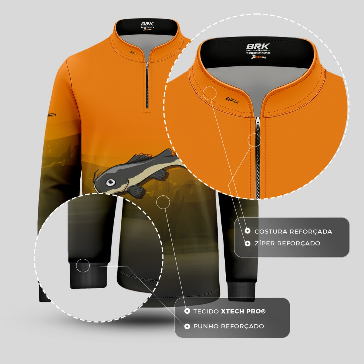 Camisa de Pesca Infantil Brk Pirarara com UV50 + - Brk Fishing