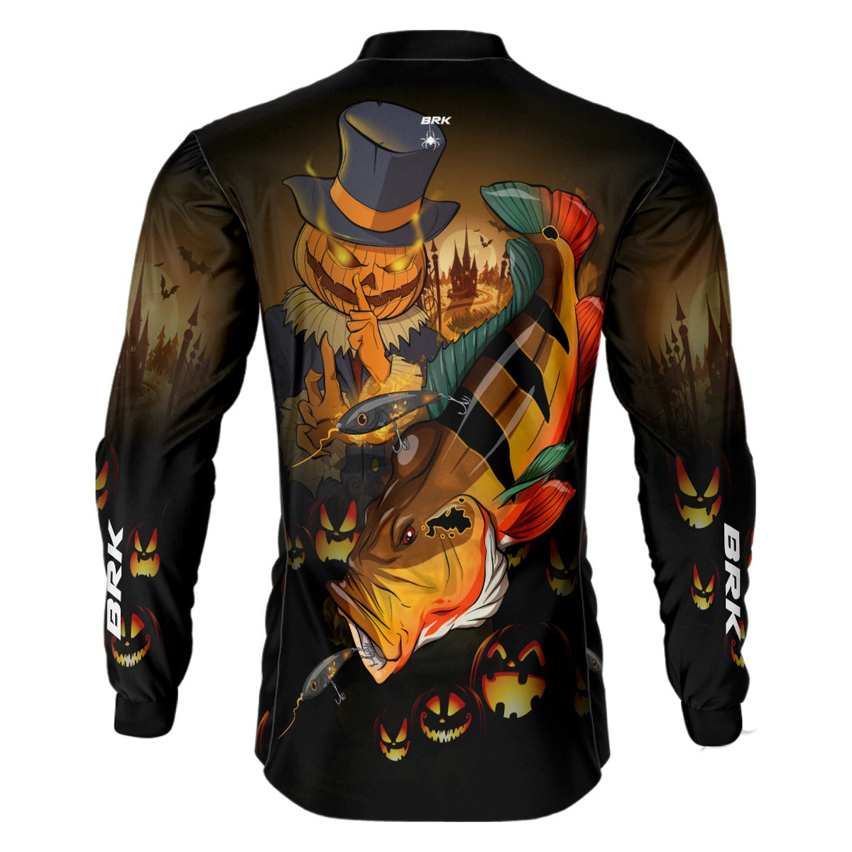 Camisa de Pesca Brk Halloween Pumpkin Tucuna Açu com UV50+ - Brk Fishing