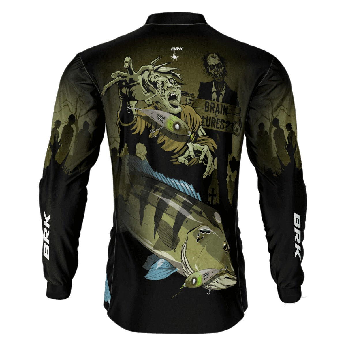 Camisa de Pesca Brk Halloween Tucuna Azul Zumbi com UV50+ - Brk Fishing