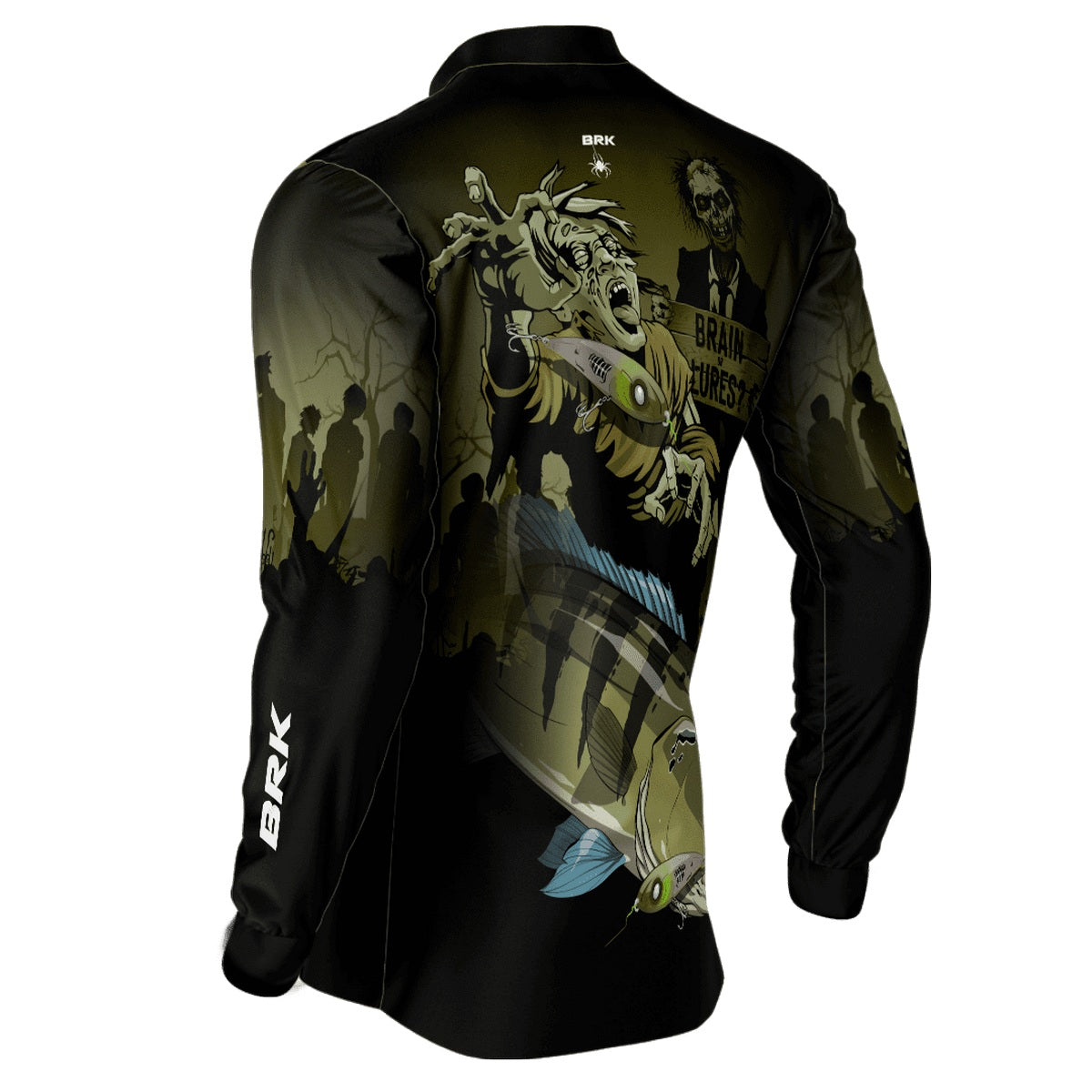 Camisa de Pesca Brk Halloween Tucuna Azul Zumbi com UV50+ - Brk Fishing