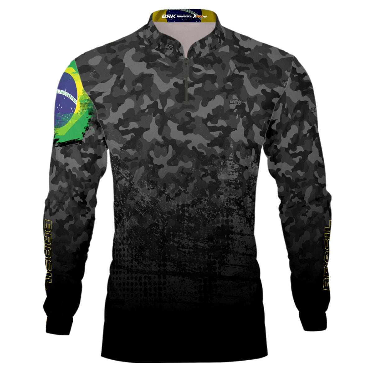 Camisa de Pesca Brk Brasil Camuflada Preto com UV50+ - Brk Fishing