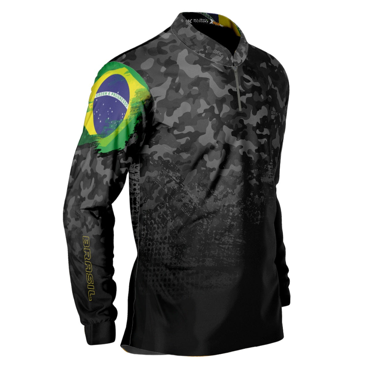 Camisa de Pesca Brk Brasil Camuflada Preto com UV50+ - Brk Fishing