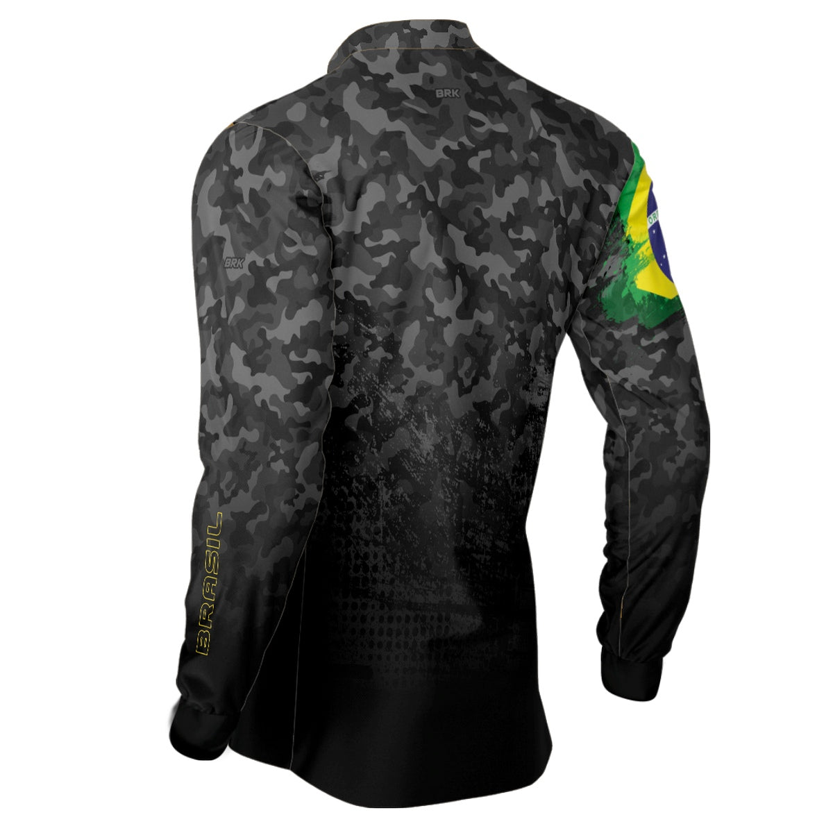 Camisa de Pesca Brk Brasil Camuflada Preto com UV50+ - Brk Fishing