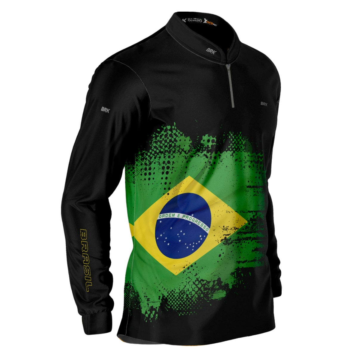 Camisa de Pesca Brk Preta Brasil com UV50+ - Brk Fishing