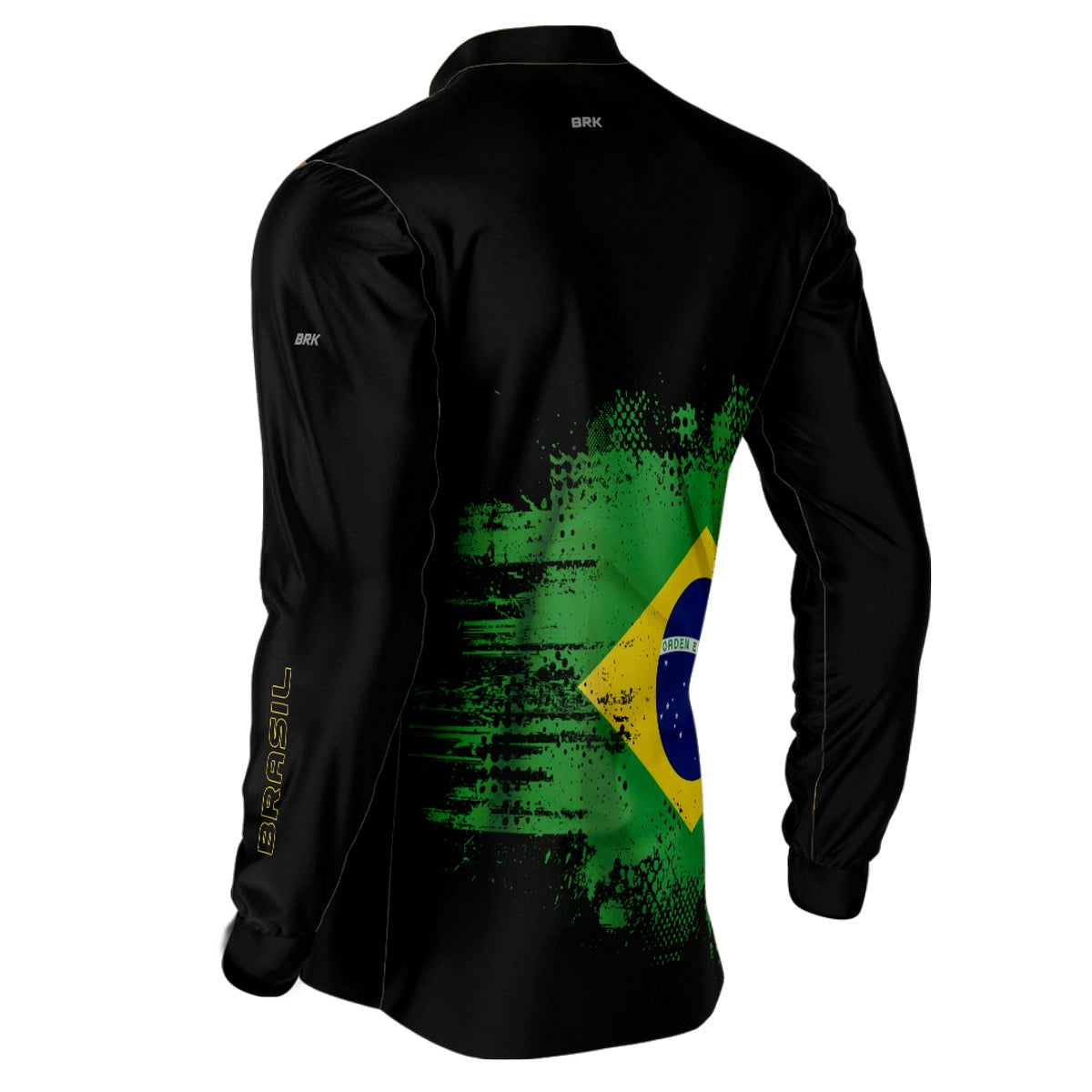Camisa de Pesca Brk Preta Brasil com UV50+ - Brk Fishing