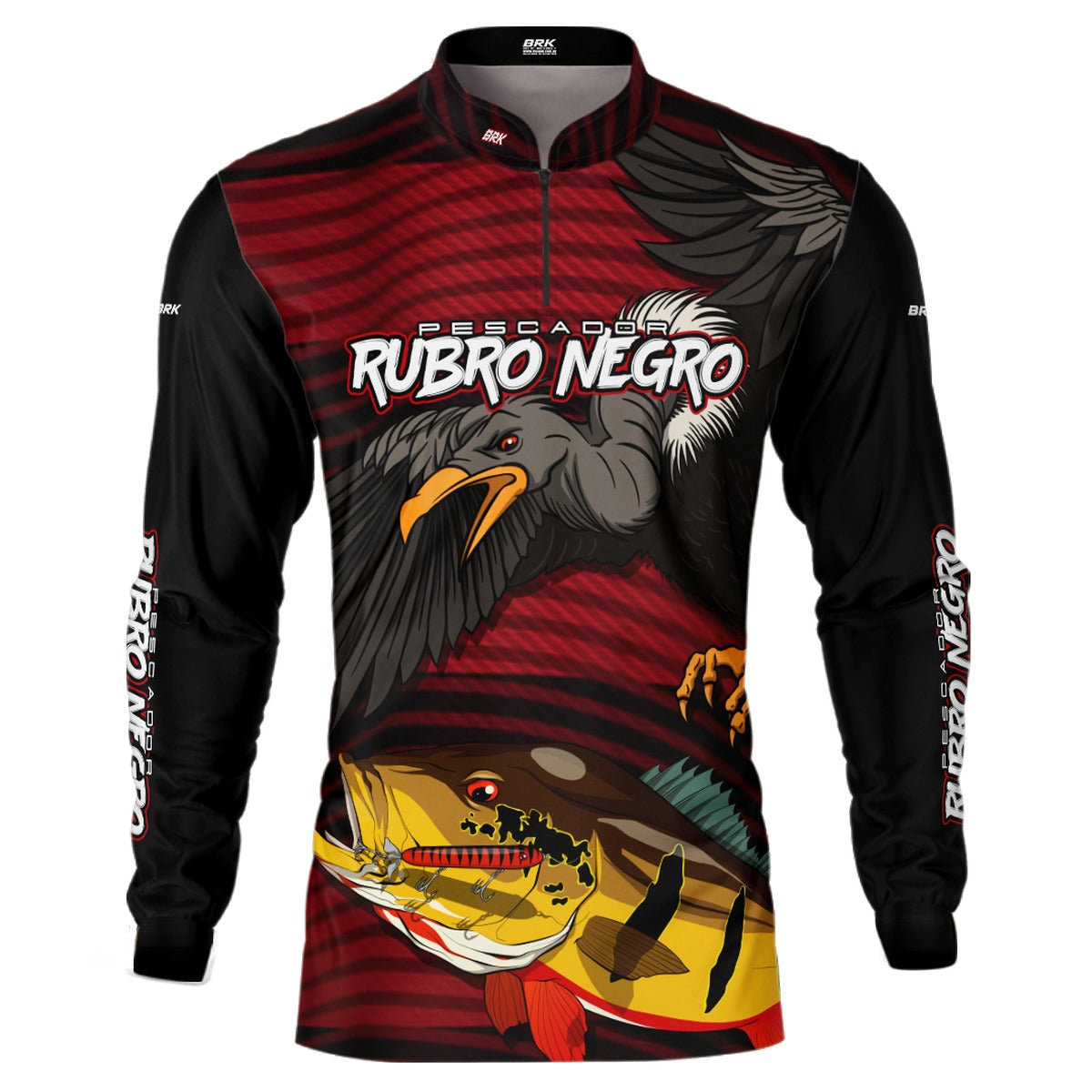 Camisa de Pesca Brk Pescador Rubro Negro 2023 com UV50+ - Brk Fishing