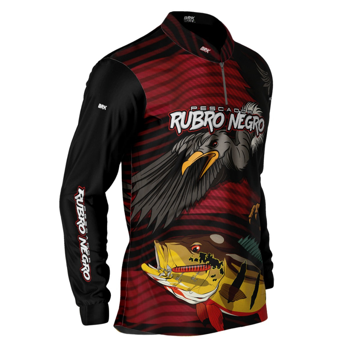Camisa de Pesca Brk Pescador Rubro Negro 2023 com UV50+ - Brk Fishing