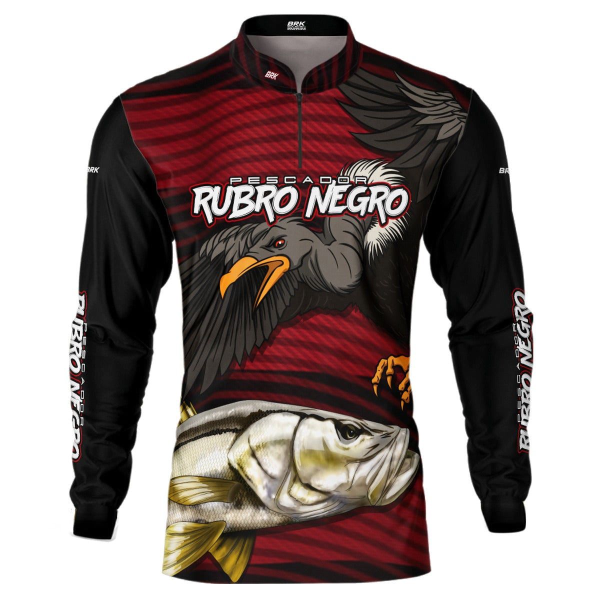 Camisa de Pesca Brk Pescador Rubro Negro Robalo com UV50+ - Brk Fishing