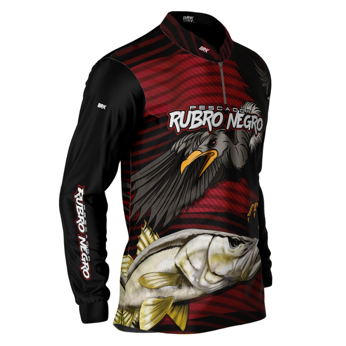 Camisa de Pesca Brk Pescador Rubro Negro Robalo com UV50+ - Brk Fishing
