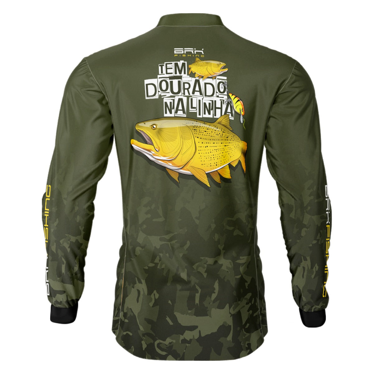 Camisa de Pesca Brk Fishing Verde Musgo Peixe Dourado com UV50+ - Brk Fishing