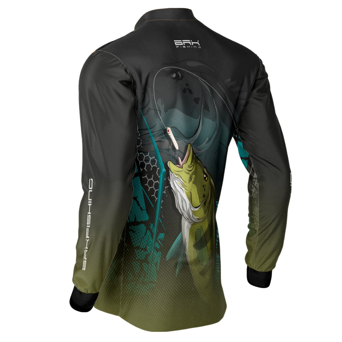 Camisa de Pesca Azul e Preta Brk Tucunaré Azul com UV50+ - Brk Fishing
