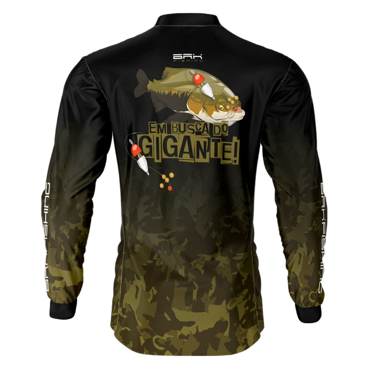 Camisa de Pesca Brk Preta Em Busca Do Gigante com UV50+ - Brk Fishing
