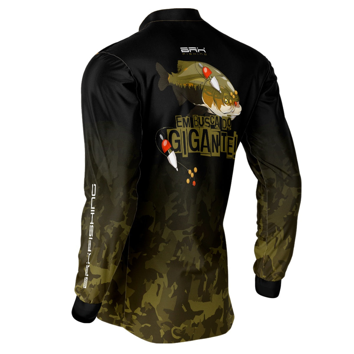 Camisa de Pesca Brk Preta Em Busca Do Gigante com UV50+ - Brk Fishing