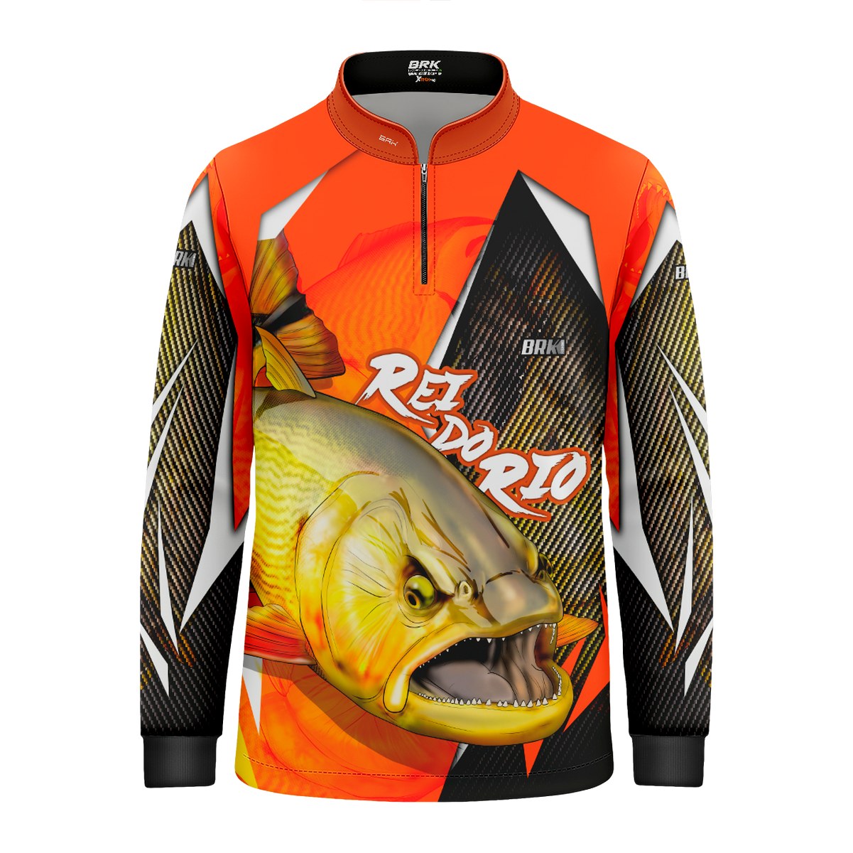 Camisa de Pesca Infantil Brk Dourado Rei do Rio 1.0 com UV 50+ - Brk Fishing