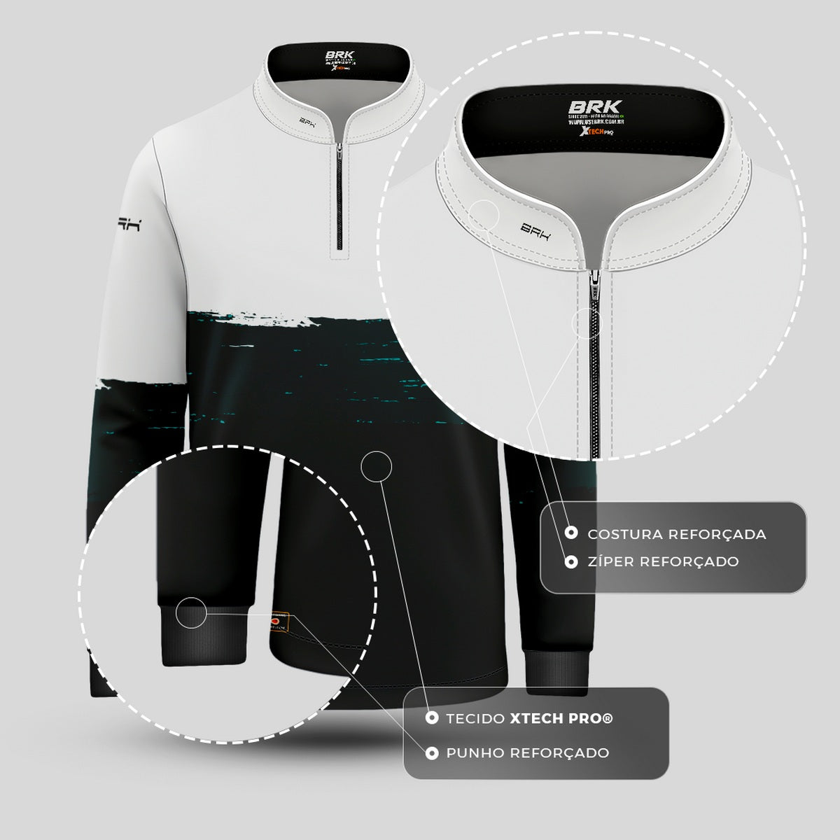 Camisa de Pesca Infantil Brk Grunge White com UV 50+ - Brk Fishing